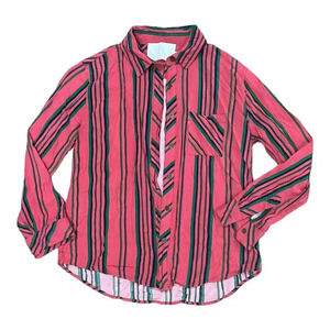 Vacate The Label Pink Green Striped Rayon Blouse M